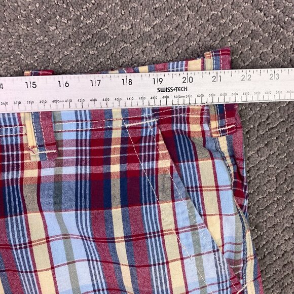 Ralph Lauren Polo Jeans Company Plaid Cargo Shorts Men's 40 Red Blue Madras - Picture 7 of 11